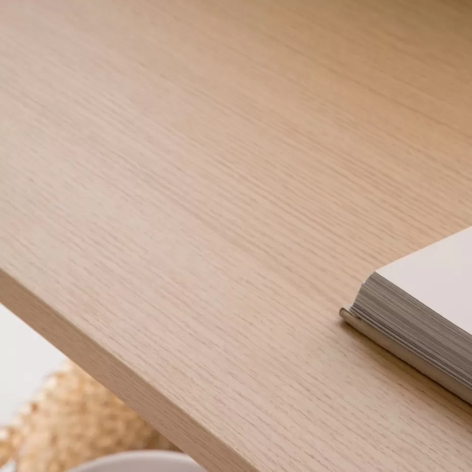 Online Matisse Bureau en chêne clair et métal blanc avec étagère Bureau | Bureaux Et Tables D'étude