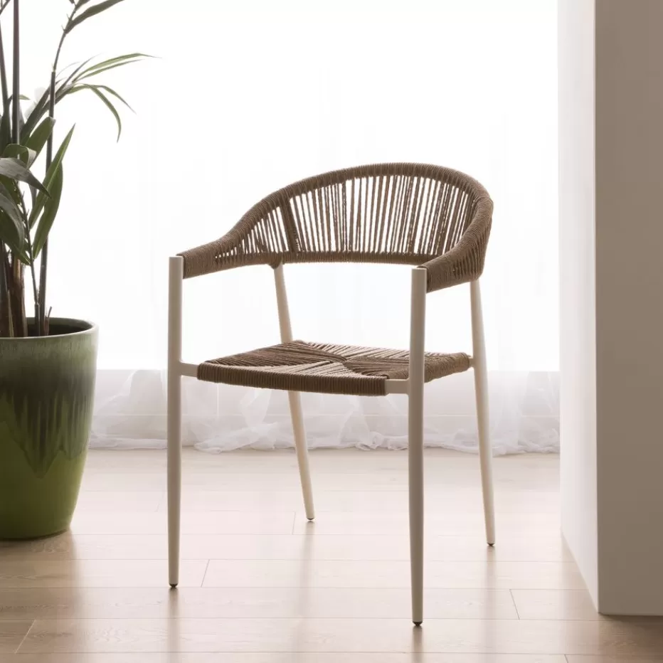 Discount Melbu Chaise de jardin en rotin synthétique et aluminium blanc Chaises De Jardin
