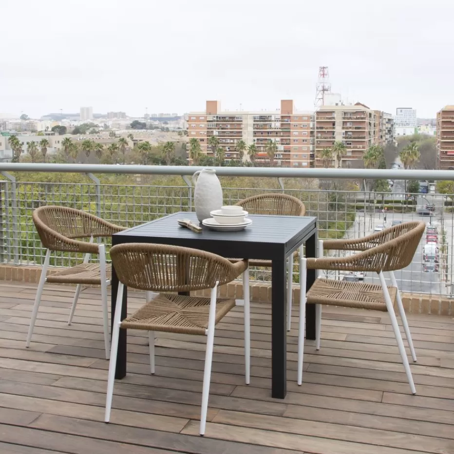 Discount Melbu Chaise de jardin en rotin synthétique et aluminium blanc Chaises De Jardin