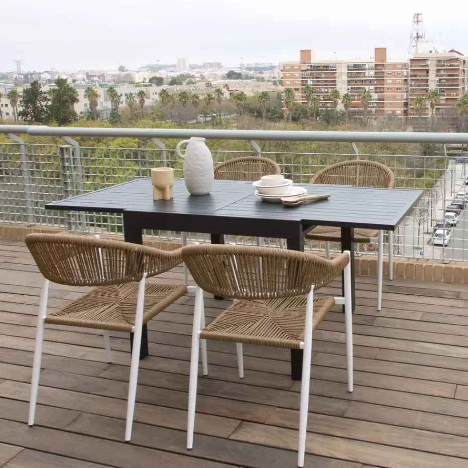 Discount Melbu Chaise de jardin en rotin synthétique et aluminium blanc Chaises De Jardin