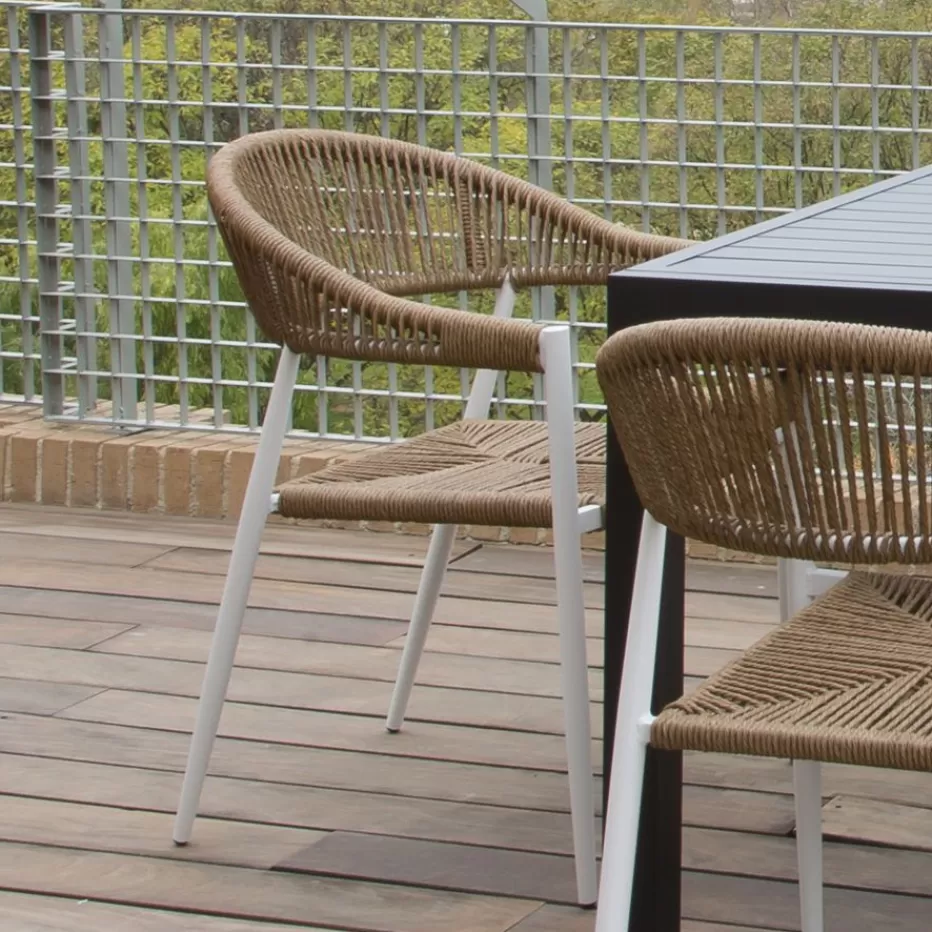 Discount Melbu Chaise de jardin en rotin synthétique et aluminium blanc Chaises De Jardin