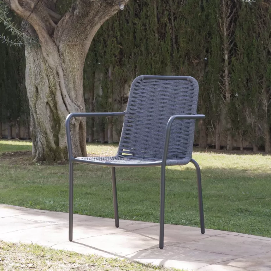 Flash Sale Mink Chaise de jardin en corde de couleur anthracite et en aluminium graphite Chaises De Jardin