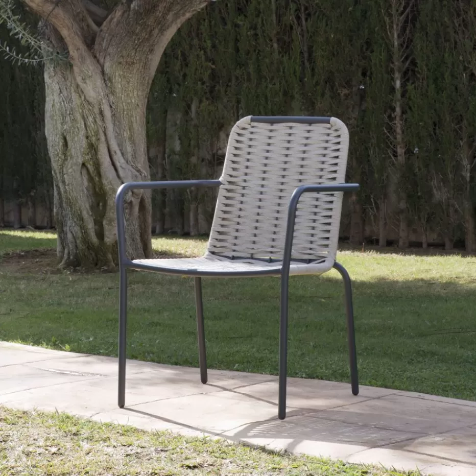 Shop Mink Chaise de jardin en corde de couleur taupe et en aluminium graphite Chaises De Jardin