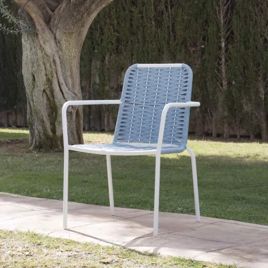 Cheap Mink Chaise de jardin en corde de couleur tourmaline et en aluminium blanc Chaises De Jardin