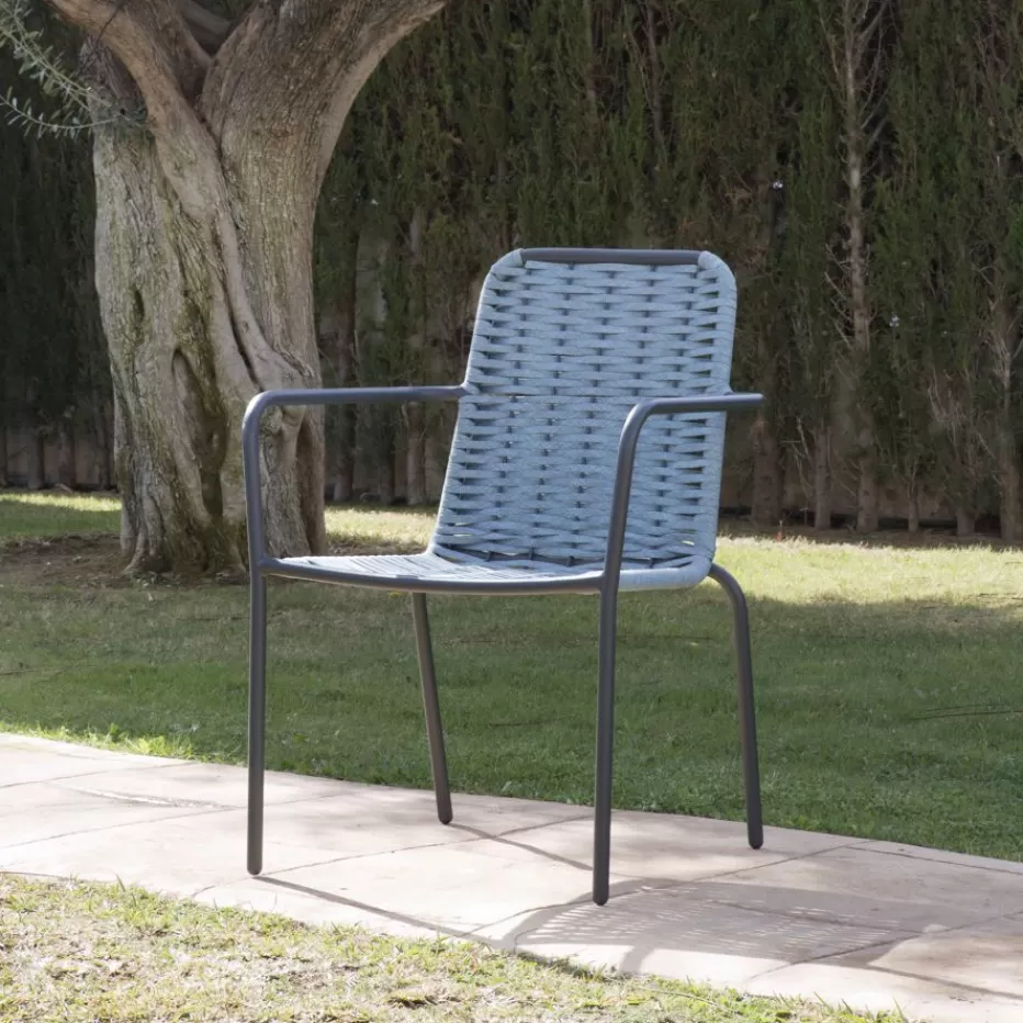 Shop Mink Chaise de jardin en corde de couleur tourmaline et en aluminium graphite Chaises De Jardin