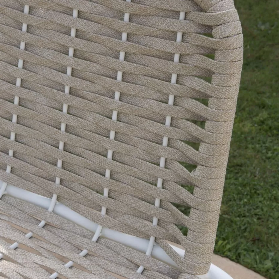 Cheap Mink Tabouret de jardin en corde taupe et aluminium blanc Tabourets De Jardin