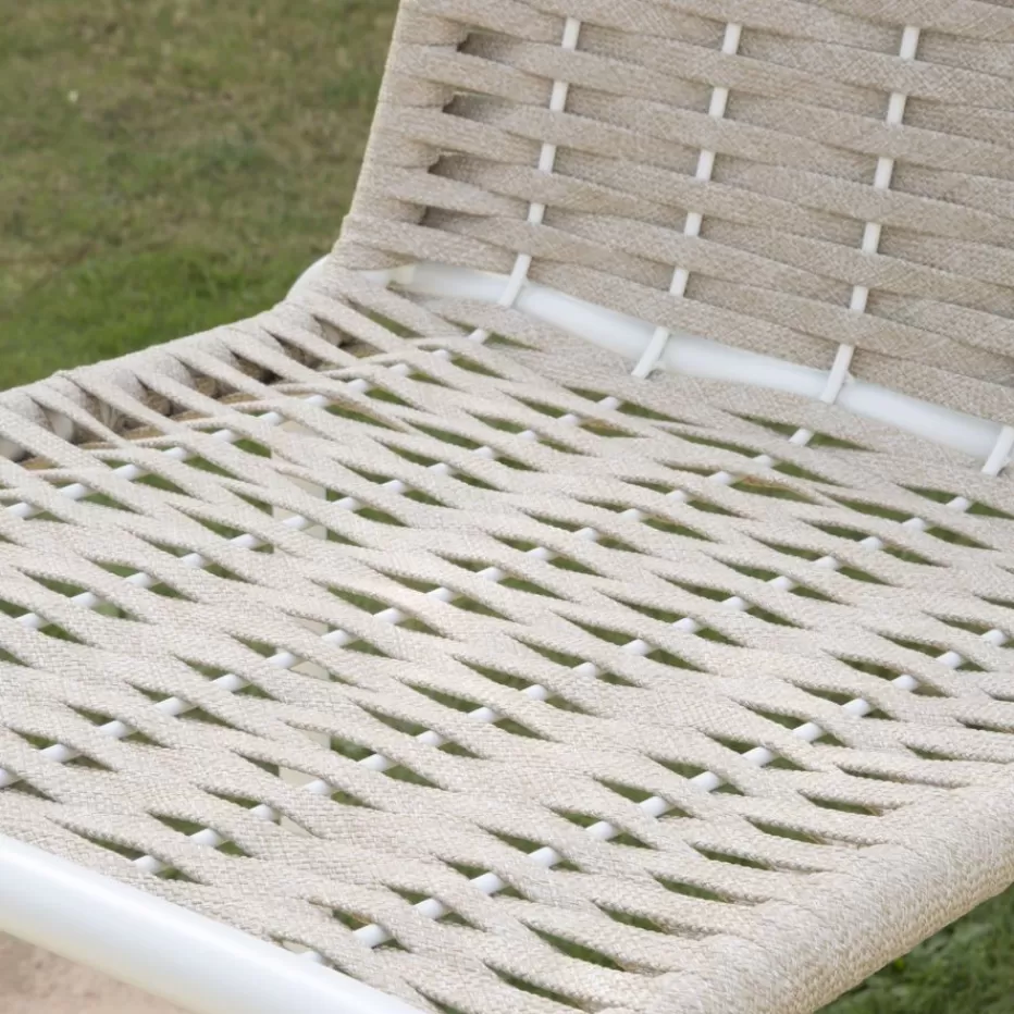 Cheap Mink Tabouret de jardin en corde taupe et aluminium blanc Tabourets De Jardin