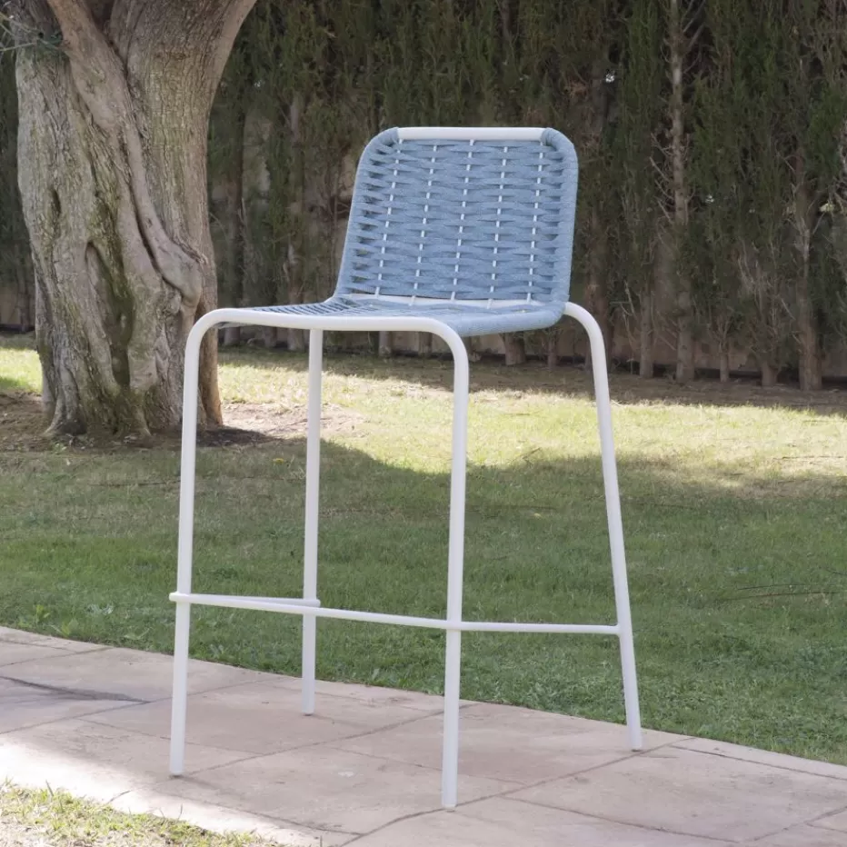 Sale Mink Tabouret de jardin en corde tourmaline et aluminium blanc Tabourets De Jardin