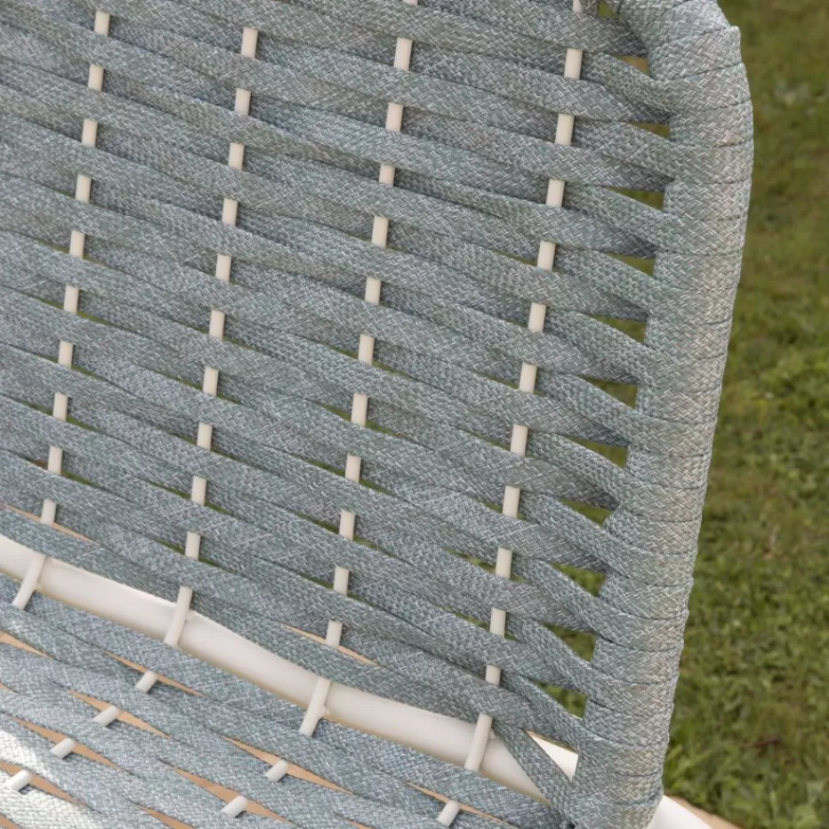 Sale Mink Tabouret de jardin en corde tourmaline et aluminium blanc Tabourets De Jardin