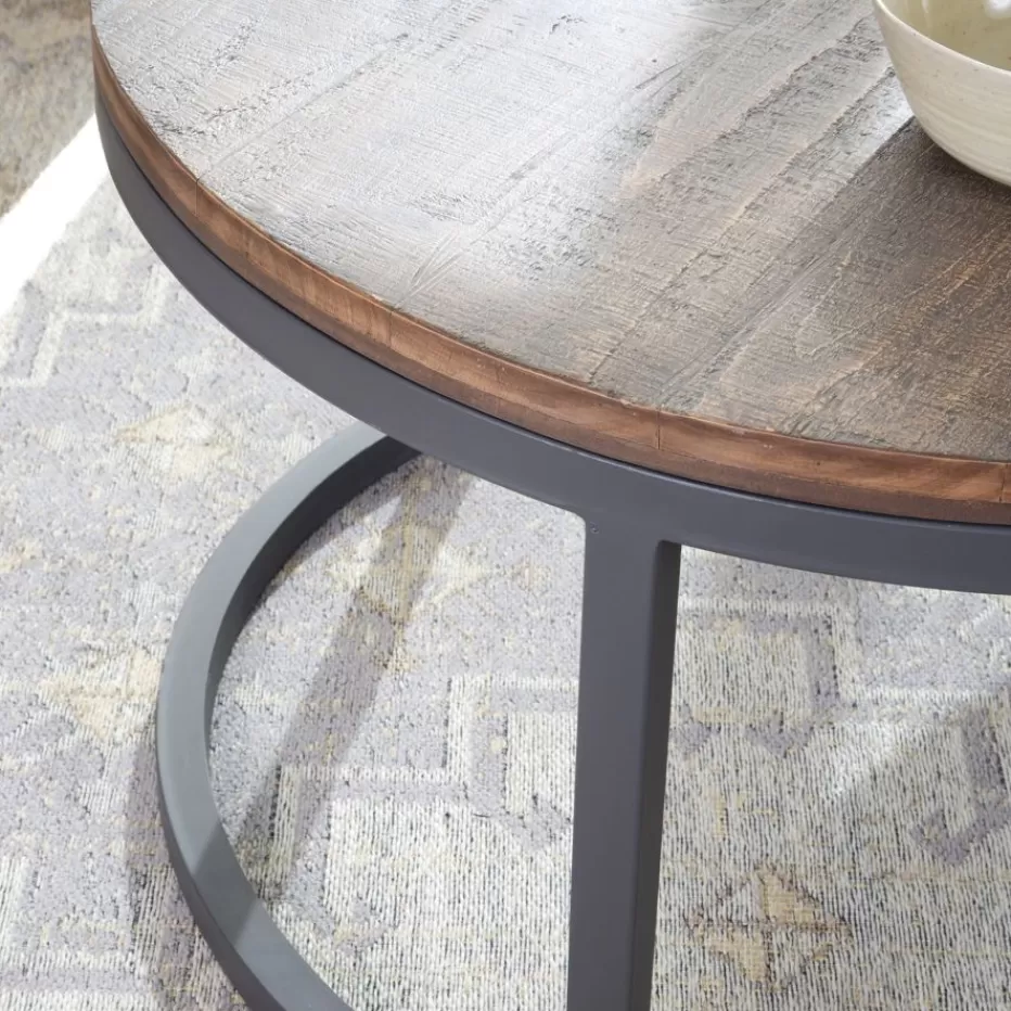 New Nadine Set de 2 tables basses en bois massif et métal Salon | Tables D'appoint