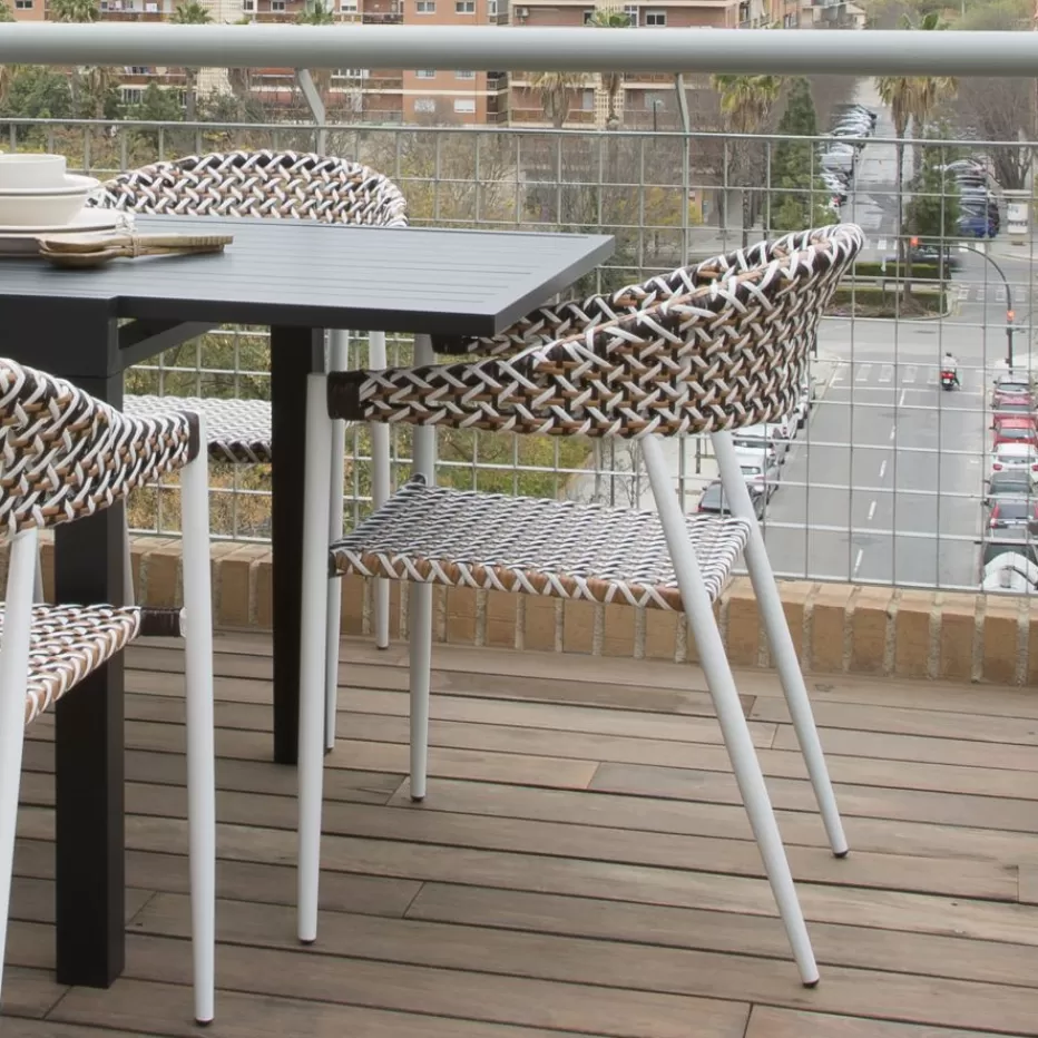 Sale Narvik Chaise de jardin en rotin synthétique multicolore et aluminium blanc Chaises De Jardin