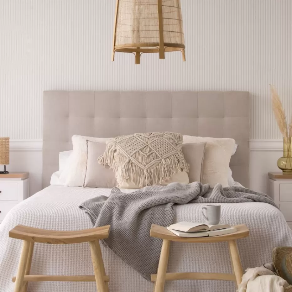 Hot Neris Tête de lit tapissée beige pour lit de 150 et 160 Chambre | Meubles De Chambre À Coucher