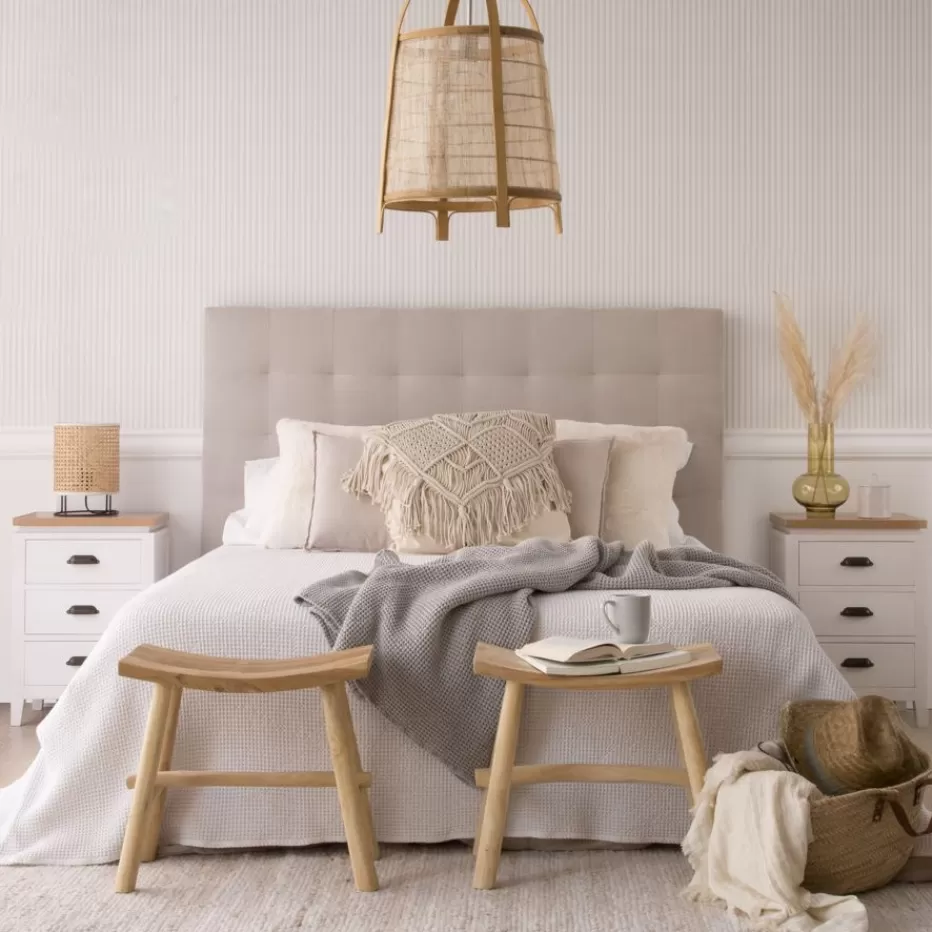 Hot Neris Tête de lit tapissée beige pour lit de 150 et 160 Chambre | Meubles De Chambre À Coucher