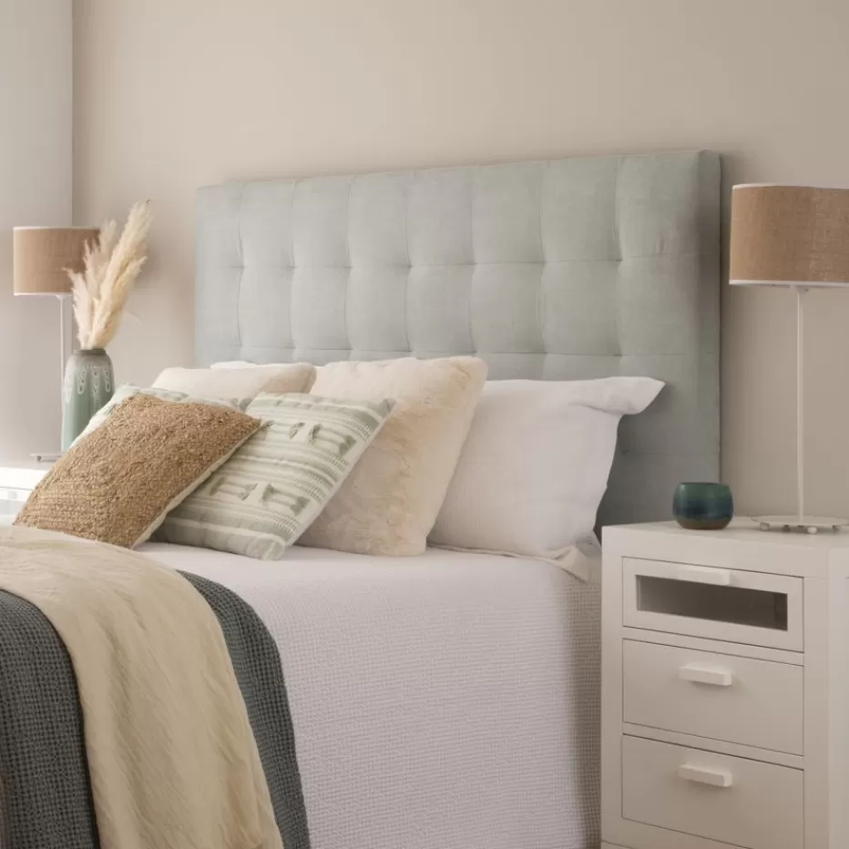 Outlet Neris Tête de lit tapissée bleu turquoise pour lit de 150 et 160 Chambre | Meubles De Chambre À Coucher