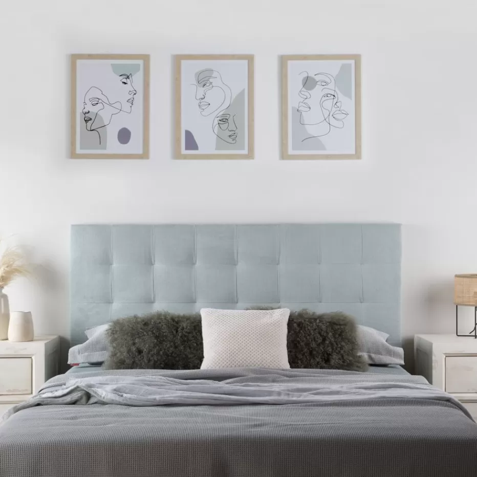 Outlet Neris Tête de lit tapissée bleu turquoise pour lit de 150 et 160 Chambre | Meubles De Chambre À Coucher