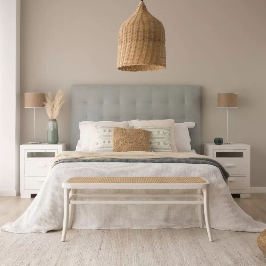 Outlet Neris Tête de lit tapissée bleu turquoise pour lit de 150 et 160 Chambre | Meubles De Chambre À Coucher