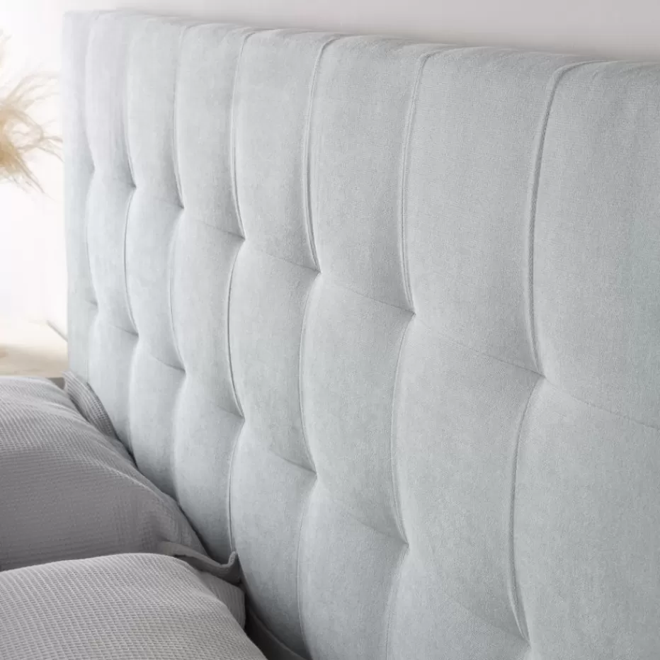 Outlet Neris Tête de lit tapissée bleu turquoise pour lit de 150 et 160 Chambre | Meubles De Chambre À Coucher