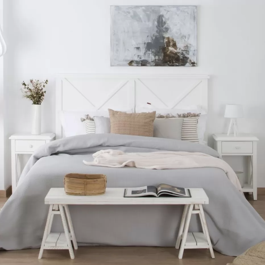 Fashion Niza Tête de lit en bois pour lit de 150 et 160 laqué en blanc Chambre | Têtes De Lit