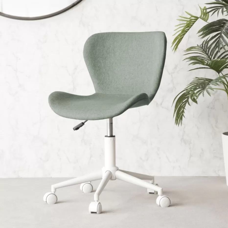 Best Nori Chaise de bureau rembourrée vert aigue-marine avec roulettes Salles À Manger | Meubles De Salle À Manger