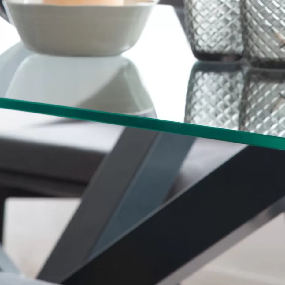 Best Nurma Mesa de comedor de metal gris antracita y cristal de 160x90 Salles À Manger | Tables En Verre