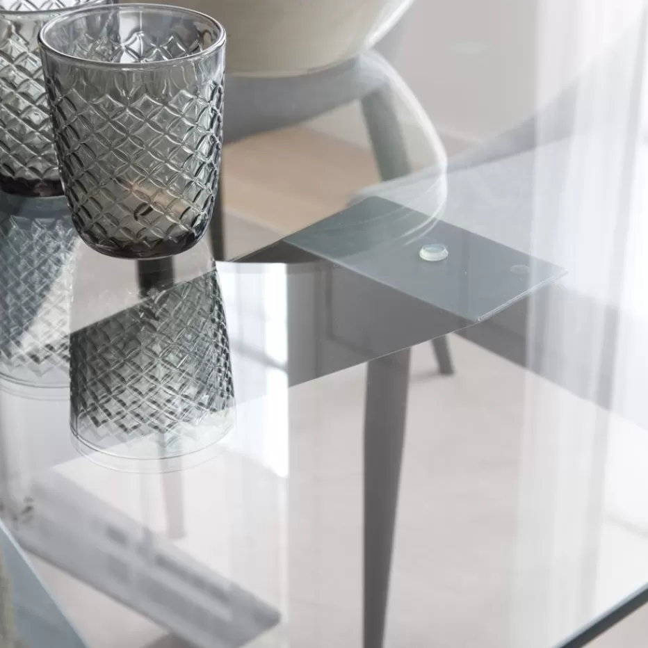 Best Nurma Mesa de comedor de metal gris antracita y cristal de 160x90 Salles À Manger | Tables En Verre