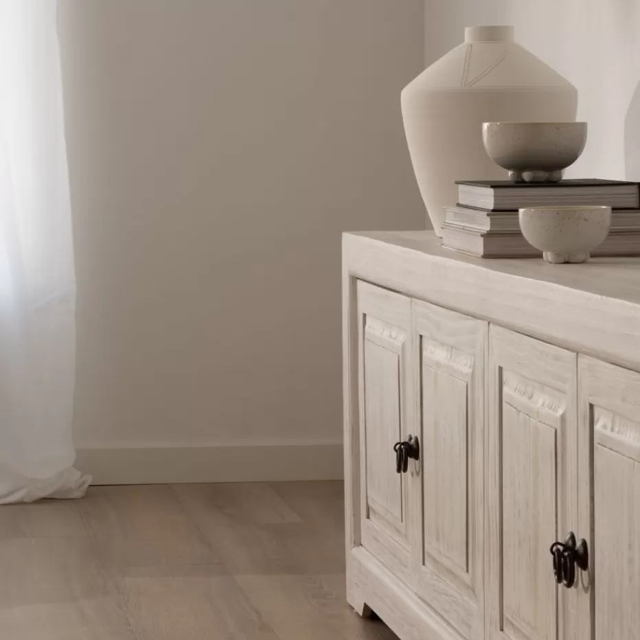 Best Oblak Mueble tv de madera maciza blanco shabby de 200 cm Salon | Meubles Tv