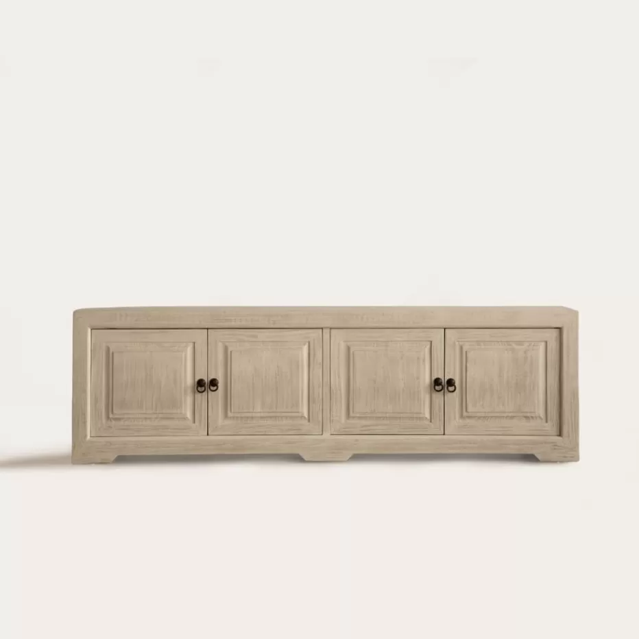 Best Oblak Mueble tv de madera maciza blanco shabby de 200 cm Salon | Meubles Tv