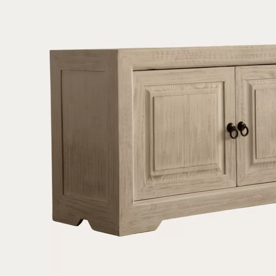 Best Oblak Mueble tv de madera maciza blanco shabby de 200 cm Salon | Meubles Tv