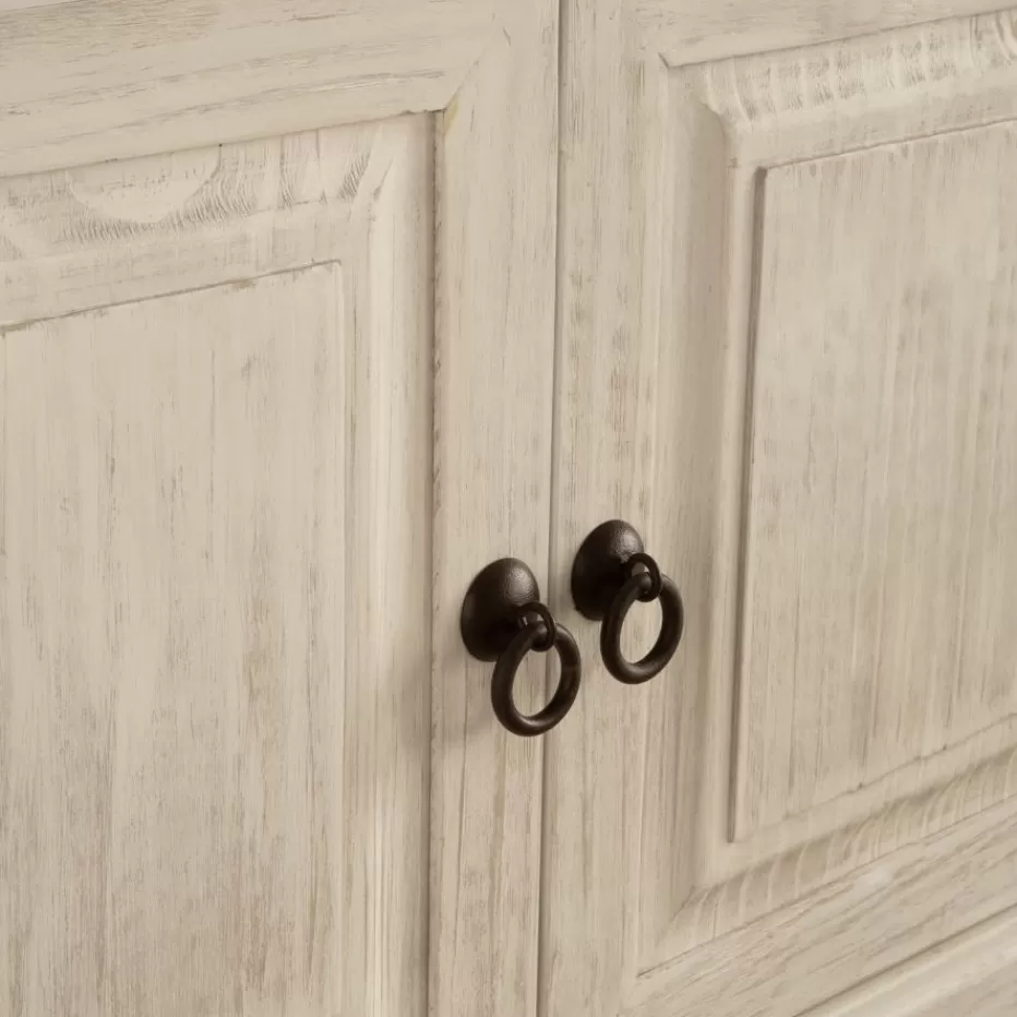 Best Oblak Mueble tv de madera maciza blanco shabby de 200 cm Salon | Meubles Tv
