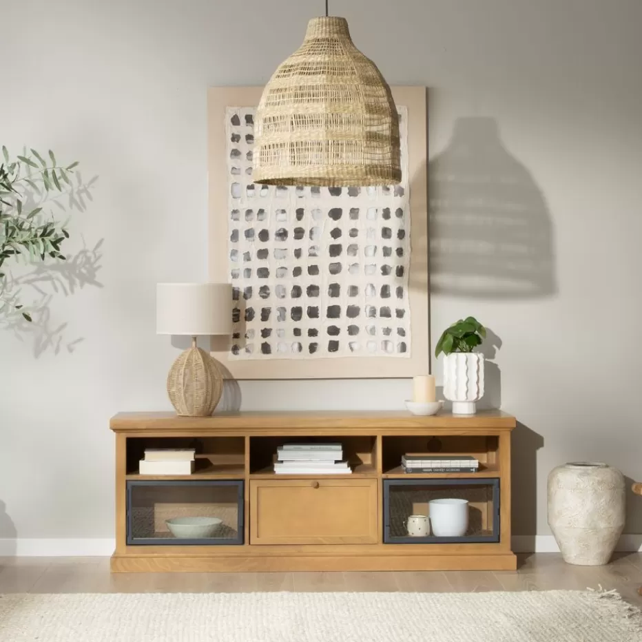Discount Parma Meuble tv en bois massif de manguier et métal Salon | Meubles Tv