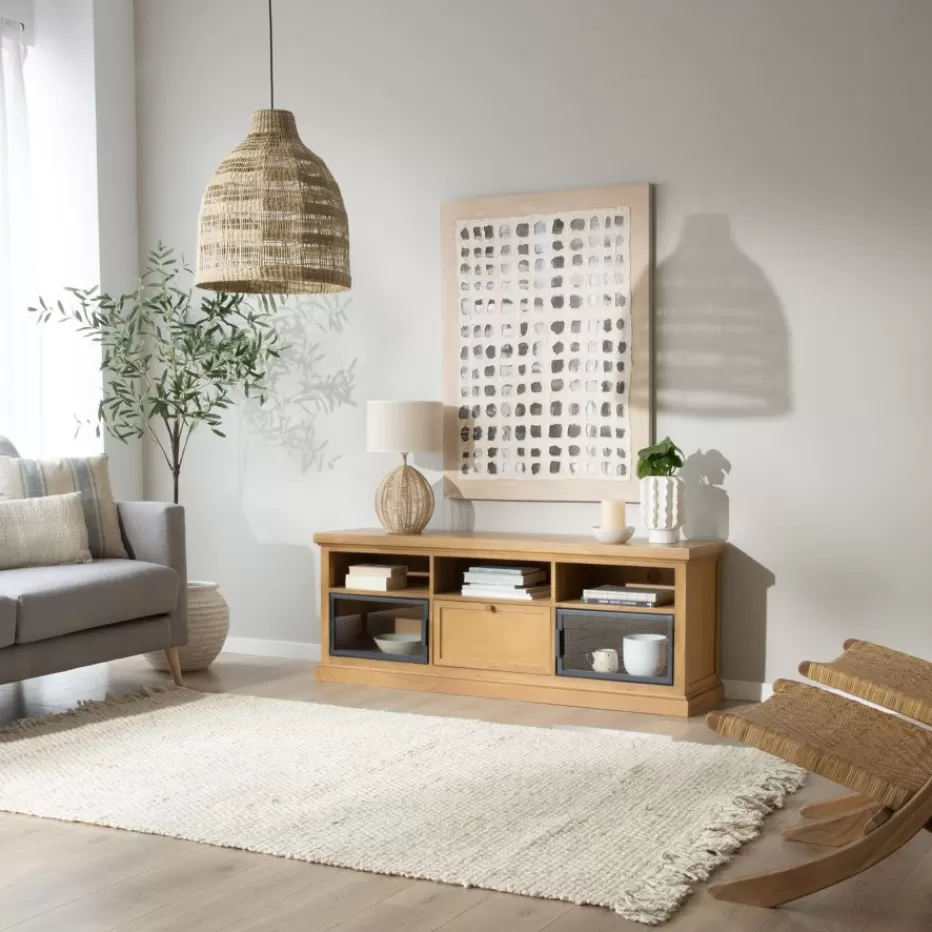 Discount Parma Meuble tv en bois massif de manguier et métal Salon | Meubles Tv