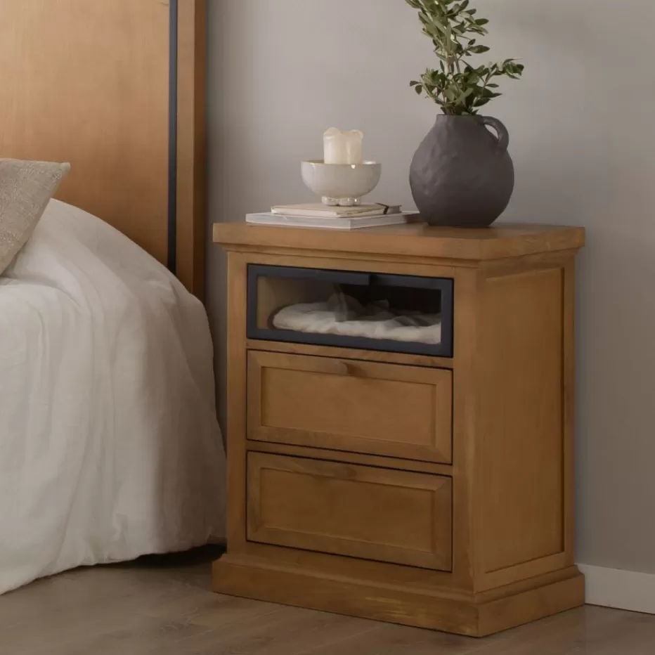 Best Sale Parma Table de chevet en bois massif de manguier et métal Chambre | Tables De Chevet