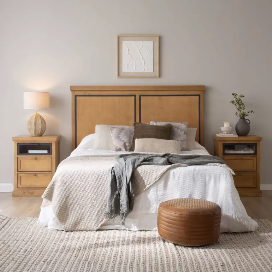 New Parma Tête de lit en bois massif de manguier et métal pour lit de 150 et 160 Chambre | Têtes De Lit