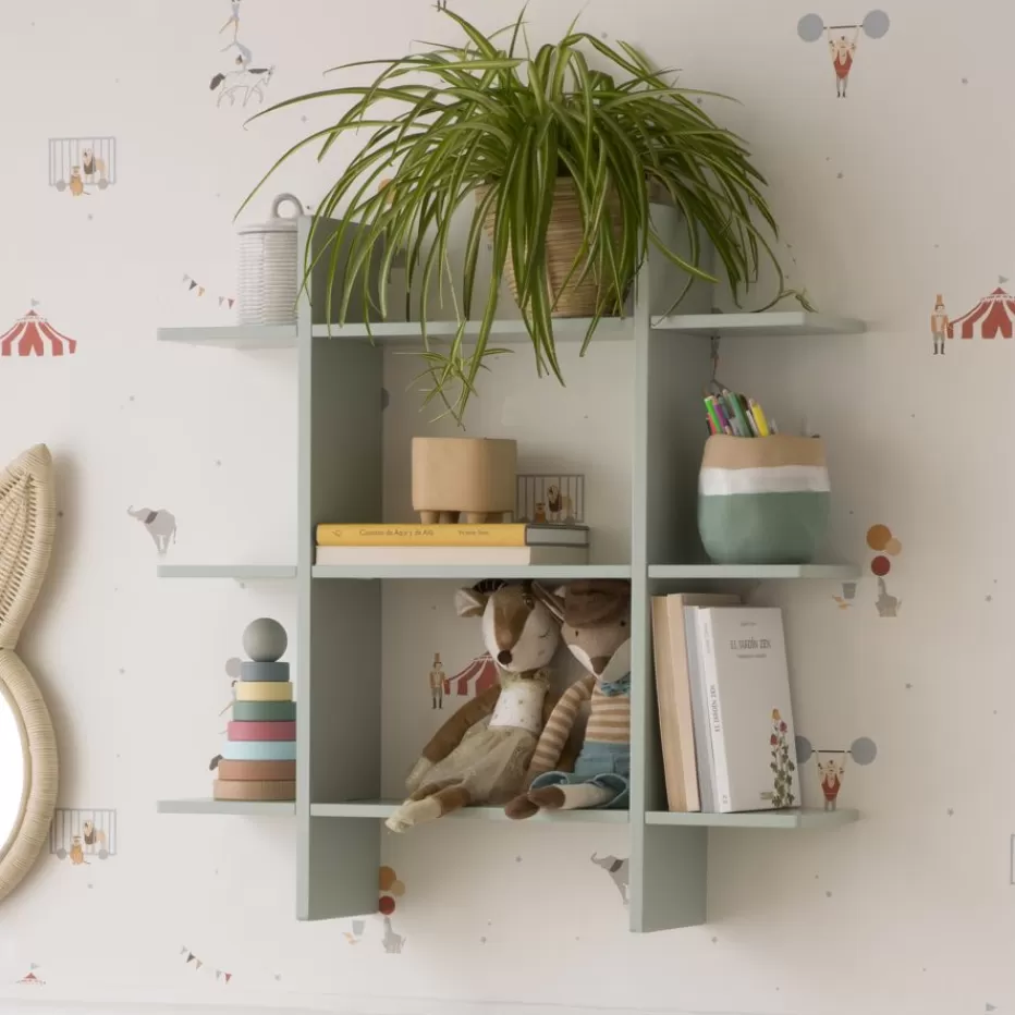 Flash Sale Rony étagère murale en bois de couleur vert d'eau Enfant Chambre Pour Jeunes Et Enfants | Étagères