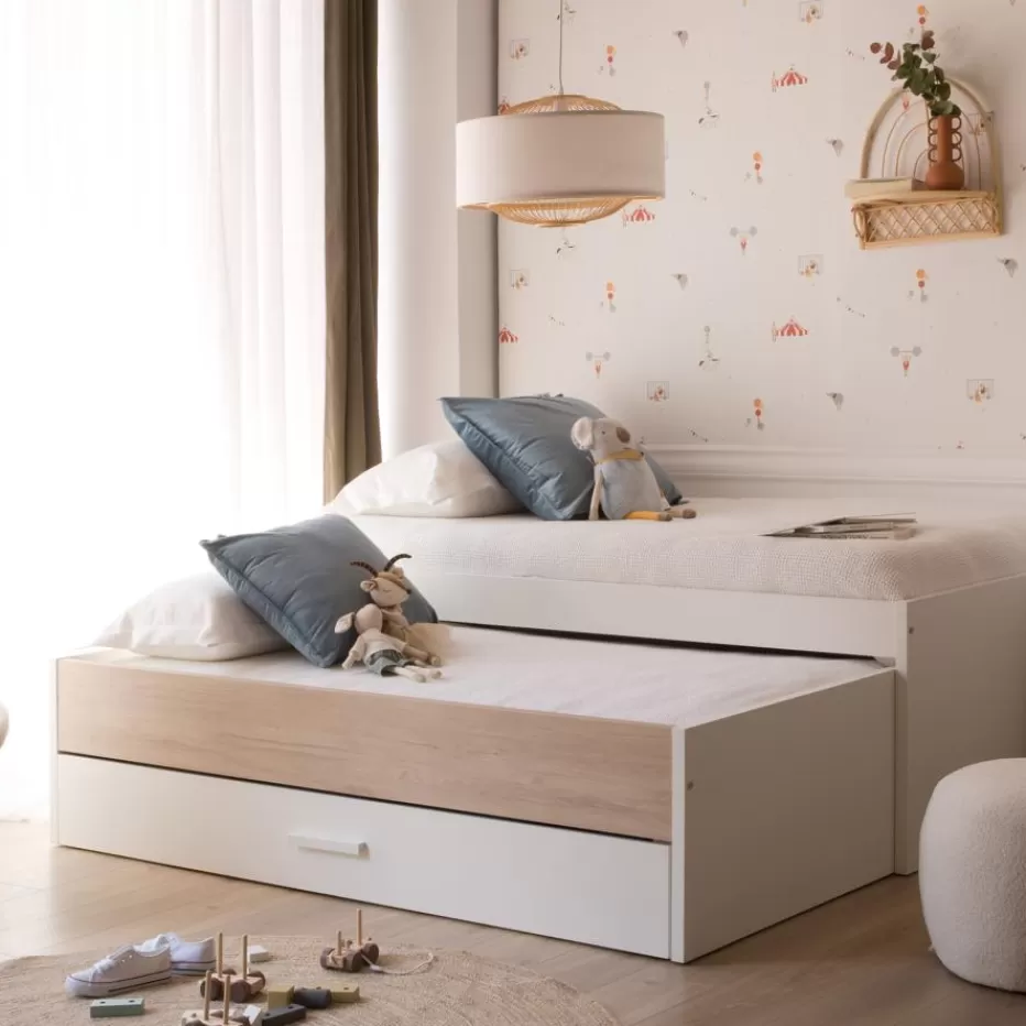 Discount Set Lit gigogne avec rangement teo avec 2 matelas chester et 2 sommiers sumer Enfant Chambre Pour Jeunes Et Enfants | Lits Gigogne Et Lits Superposés