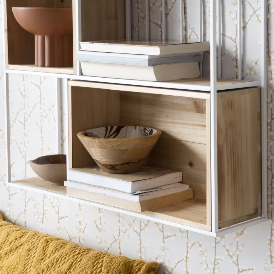 Sale Shenan étagère murale en bois et métal blanc Étagères Murales Et Cubes | Étagères Murales Et Cubes