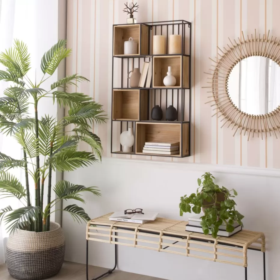 Cheap Shenan étagère murale en bois et métal noir Étagères Murales Et Cubes | Étagères Murales Et Cubes