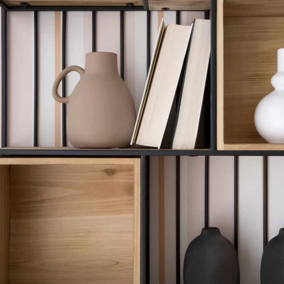 Cheap Shenan étagère murale en bois et métal noir Étagères Murales Et Cubes | Étagères Murales Et Cubes