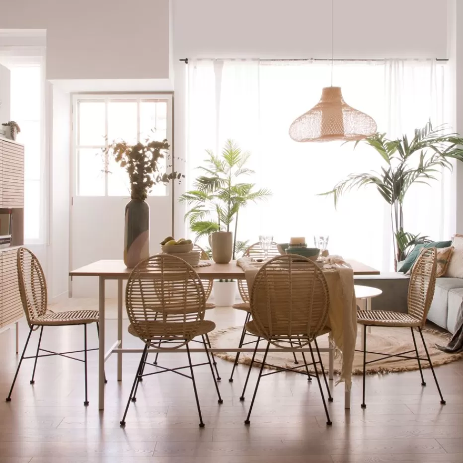 Best Sale Shiro Table à manger rectangulaire en bois blanc et naturel Salles À Manger | Tables Blanches