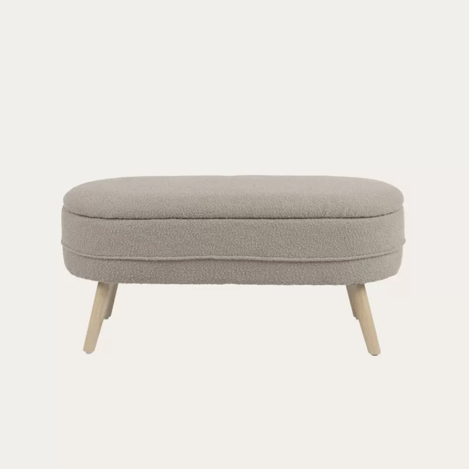 Clearance Simon Banco descalzador con almacenaje tapizado en borreguito beige Bancs Et Coffres | Bancs Et Coffres