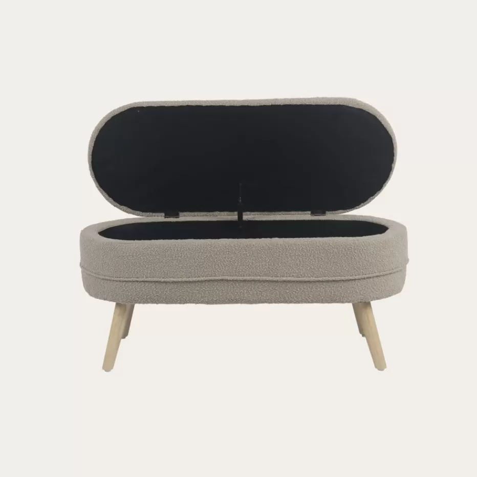Clearance Simon Banco descalzador con almacenaje tapizado en borreguito beige Bancs Et Coffres | Bancs Et Coffres
