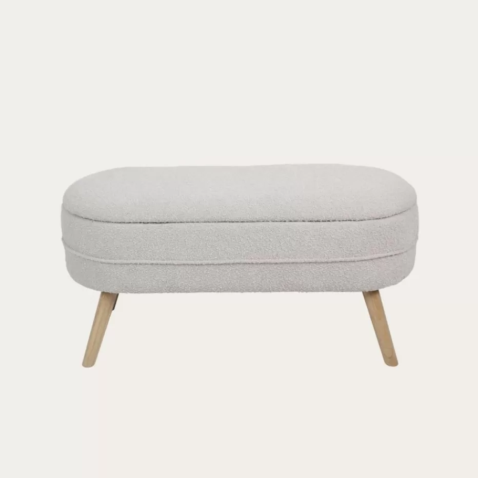 New Simon Banco descalzador con almacenaje tapizado en borreguito blanco Bancs Et Coffres | Bancs Et Coffres