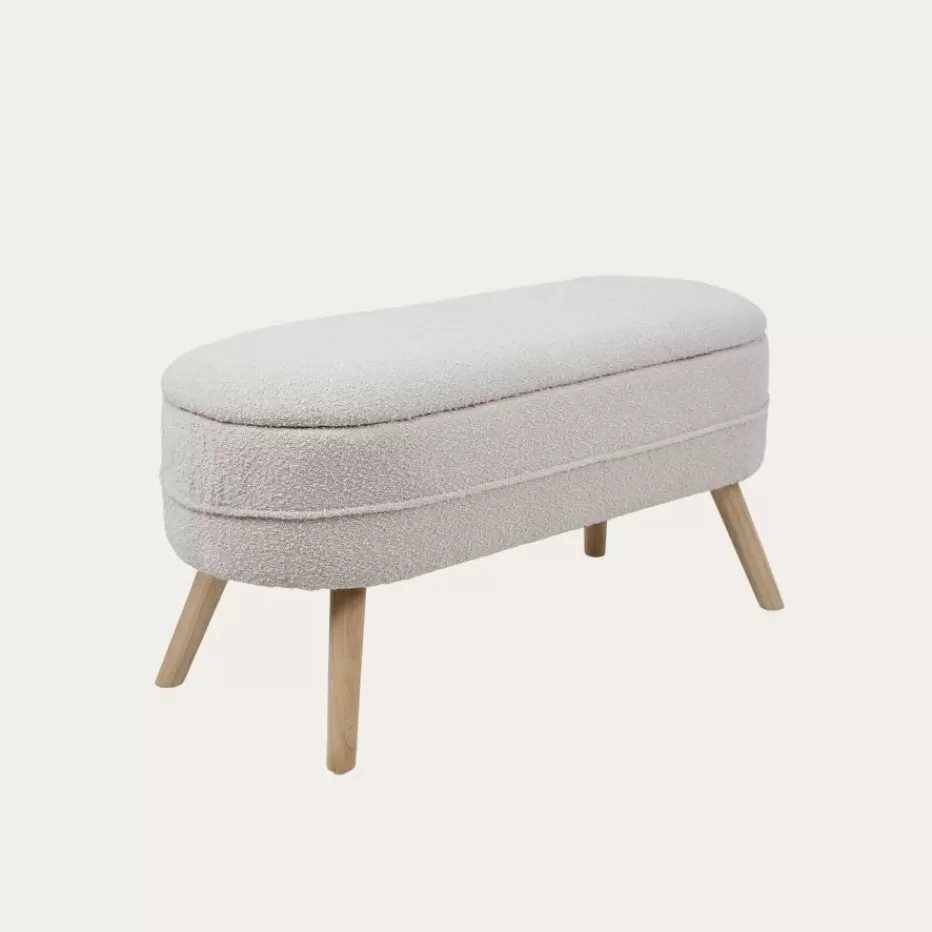 New Simon Banco descalzador con almacenaje tapizado en borreguito blanco Bancs Et Coffres | Bancs Et Coffres