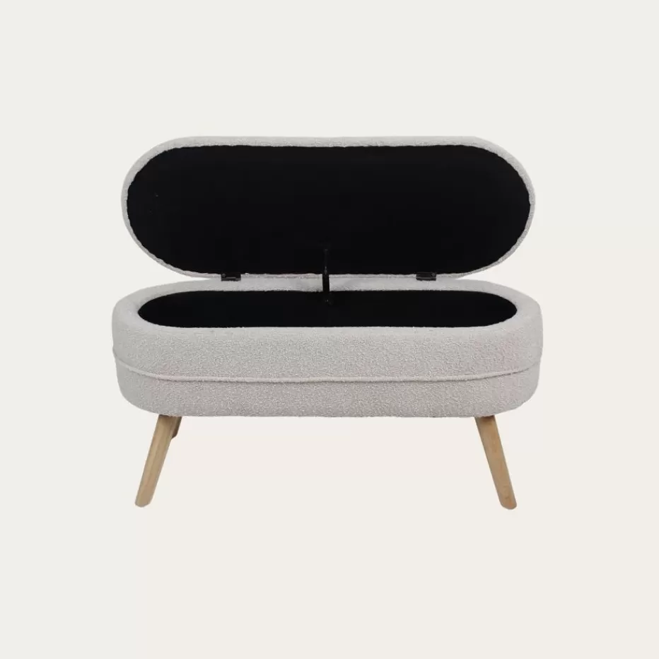 New Simon Banco descalzador con almacenaje tapizado en borreguito blanco Bancs Et Coffres | Bancs Et Coffres