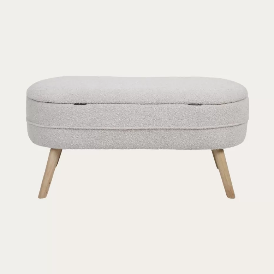 New Simon Banco descalzador con almacenaje tapizado en borreguito blanco Bancs Et Coffres | Bancs Et Coffres