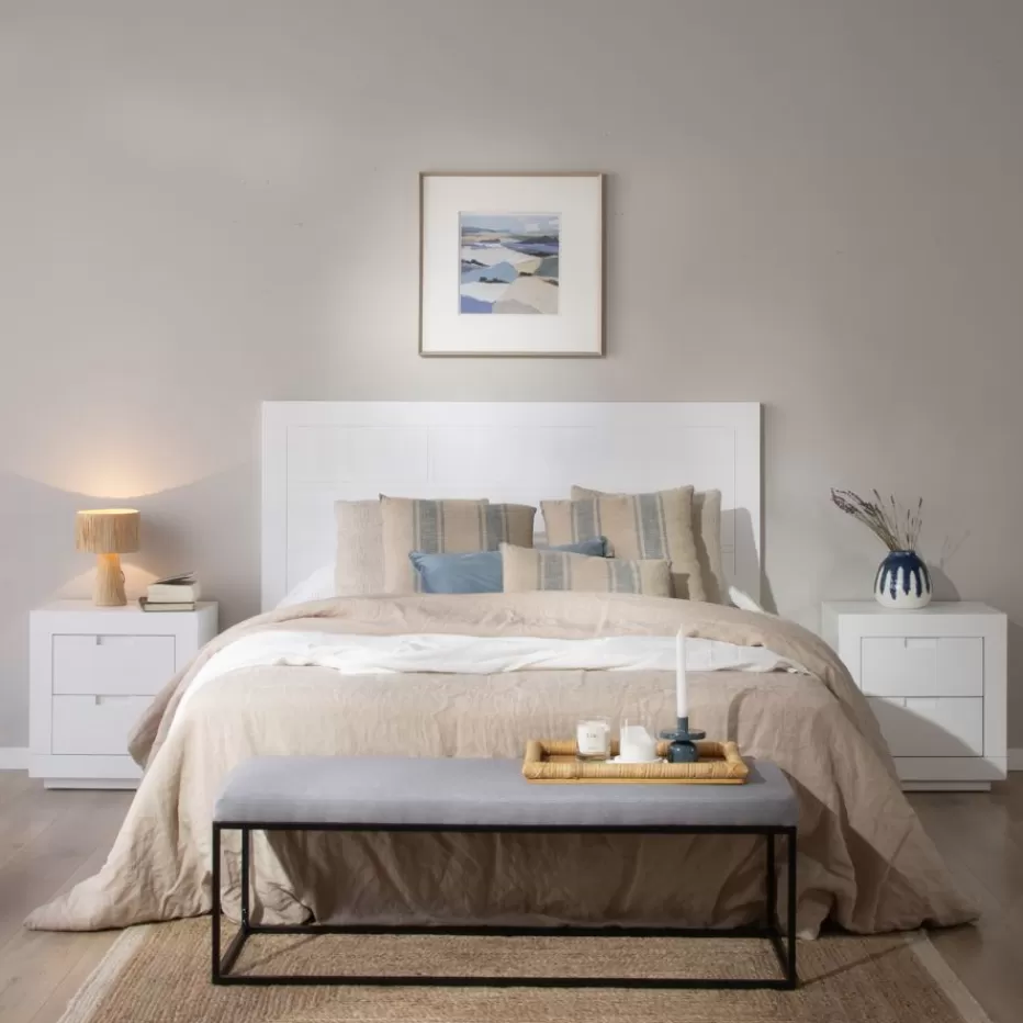 Outlet Sisal Tête de lit en bois laqué blanc pour lit de 150 et 160 Chambre | Têtes De Lit