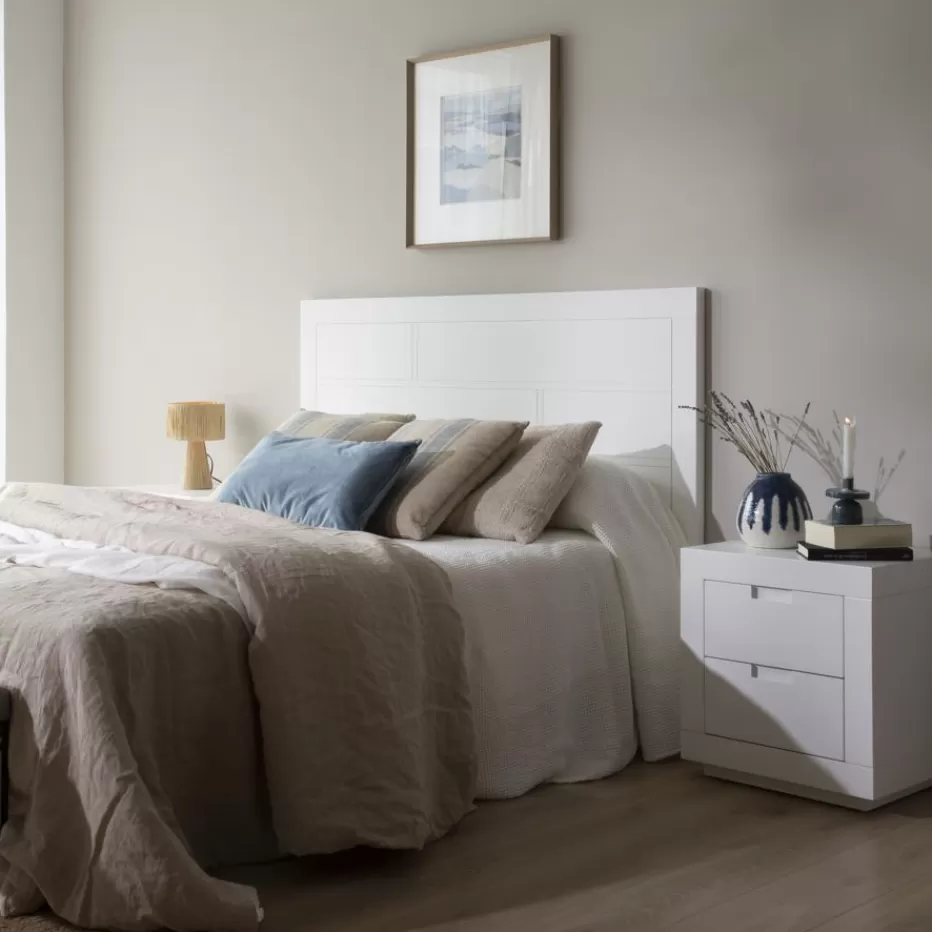Outlet Sisal Tête de lit en bois laqué blanc pour lit de 150 et 160 Chambre | Têtes De Lit