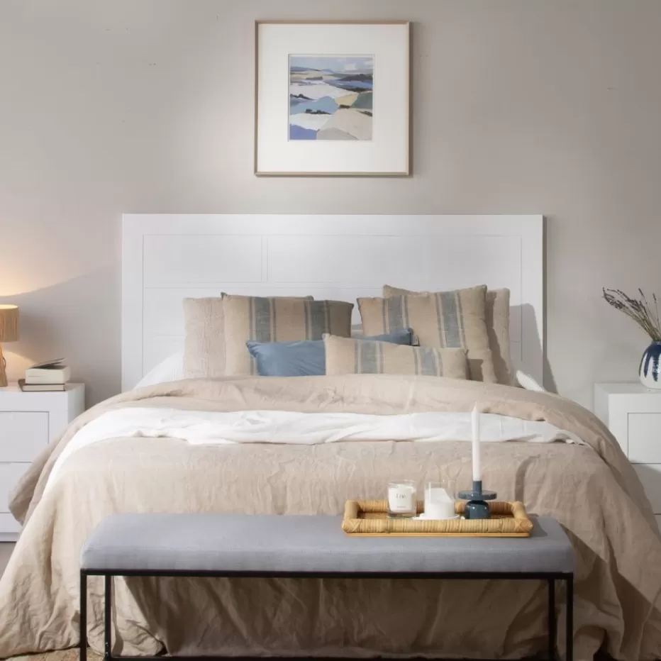 Outlet Sisal Tête de lit en bois laqué blanc pour lit de 150 et 160 Chambre | Têtes De Lit