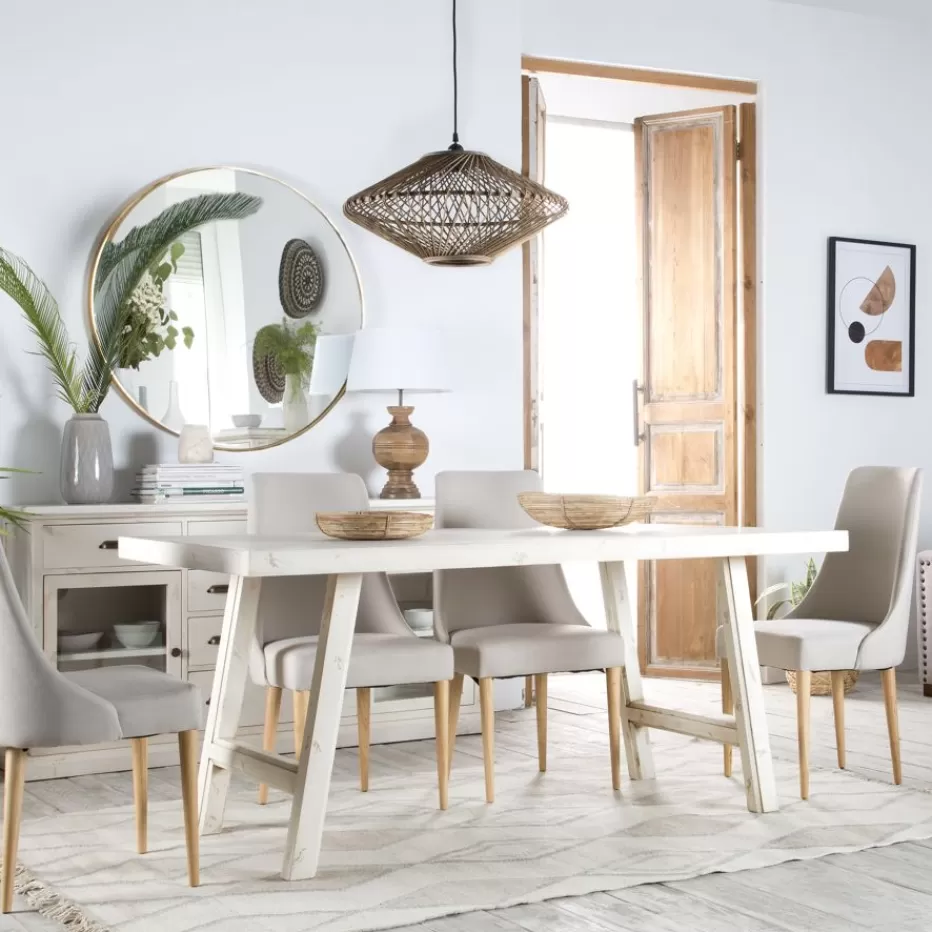 Outlet Soho Mesa de comedor rectangular de madera color blanco decay Salles À Manger | Tables Blanches