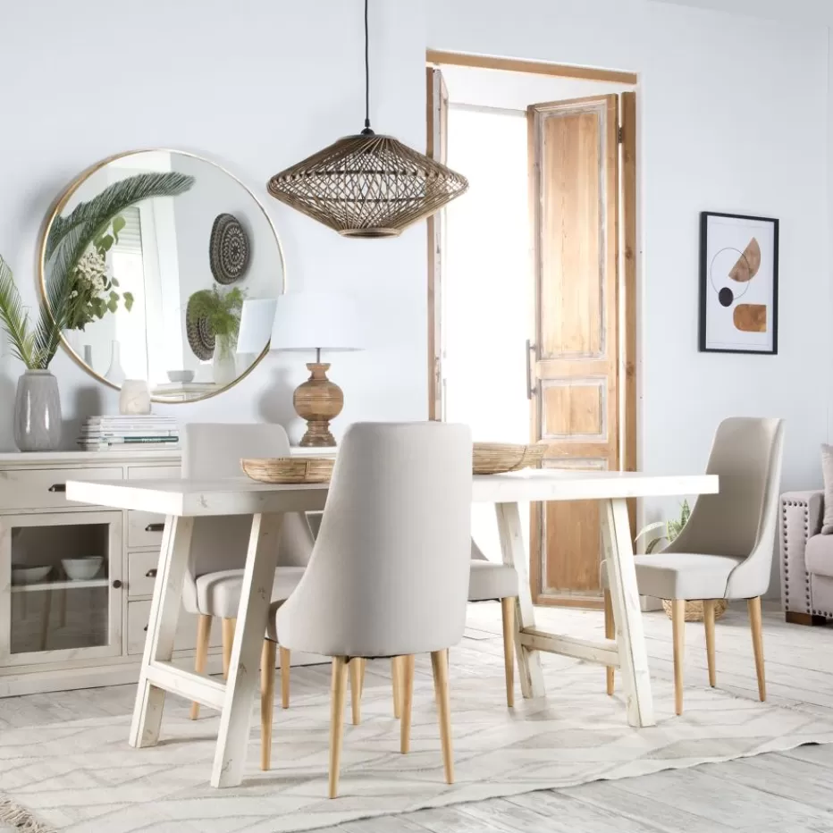 Outlet Soho Mesa de comedor rectangular de madera color blanco decay Salles À Manger | Tables Blanches